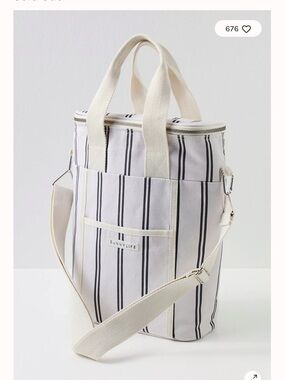 Sunnylife Vertical Striped Cooler Tote - Cream & Black free people
